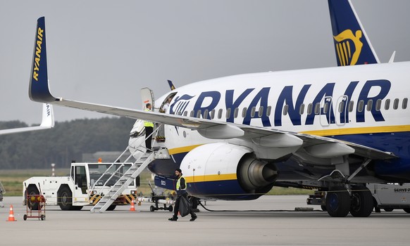 FILE - In this Sept. 12, 2018 file photo, a Ryanair plane parks at the airport in Weeze, Germany. Europe&#039;s busiest airline, Ryanair, said Monday Feb. 3, 2020, that the grounding of the new Boeing ...