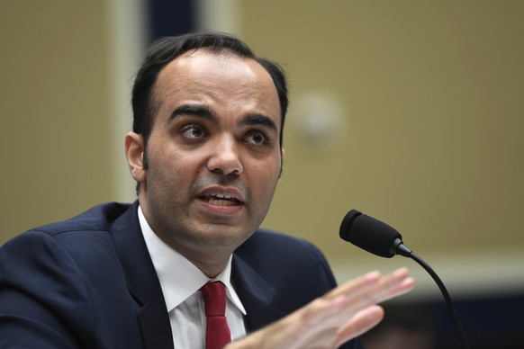 FILE - In this May 8, 2019 file photo, then Federal Trade Commission commissioner Rohit Chopra testifies during a House Energy and Commerce subcommittee hearing on Capitol Hill in Washington. Presiden ...