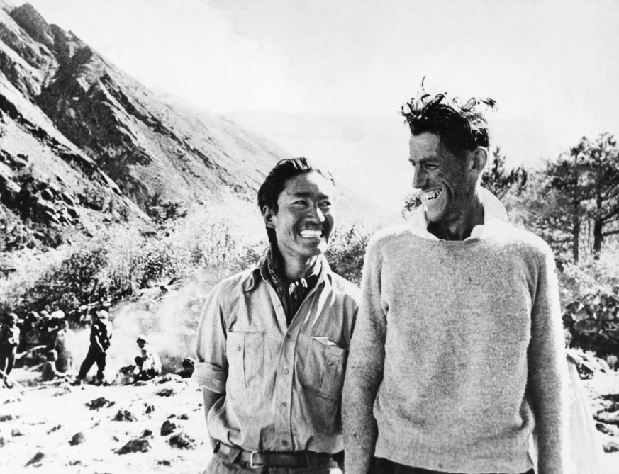 (Original Caption) First Conquerors of Mount Everest. The British expedition which was the first to conquer the 29,000 ft. Mount Everest was photographed after their return from the successful climb a ...