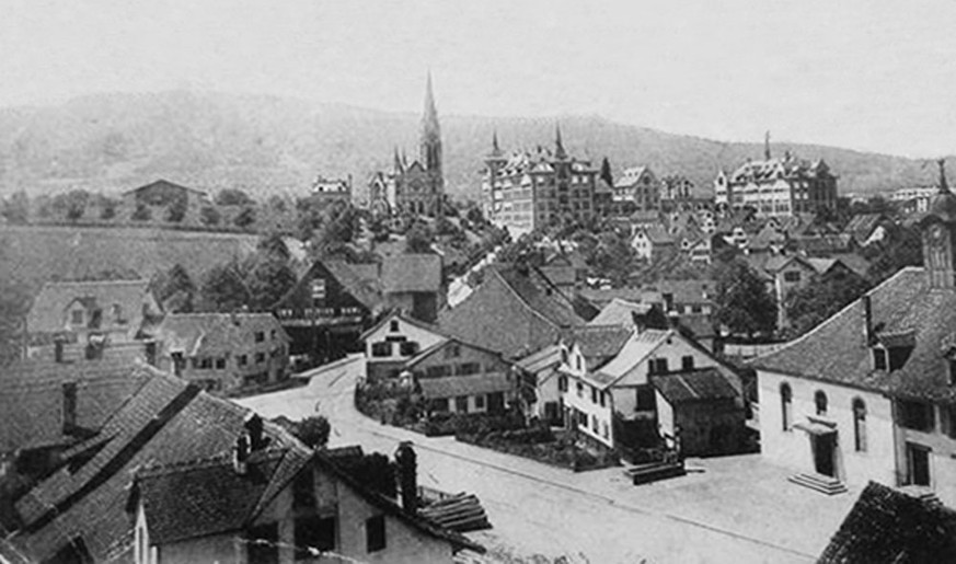 Als Wiedikon noch Dorf war. Im Hintergrund die Bühlkirche.