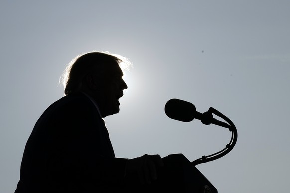 President Donald Trump speaks during a campaign rally at Dayton International Airport, Monday, Sept. 21, 2020, at Dayton, Ohio. (AP Photo/Alex Brandon)
Donald Trump