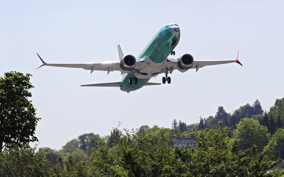 A Boeing 737 MAX 8 jetliner being built for Turkish Airlines takes off on a test flight, Wednesday, May 8, 2019, in Renton, Wash. Passenger flights using the plane remain grounded worldwide as investi ...