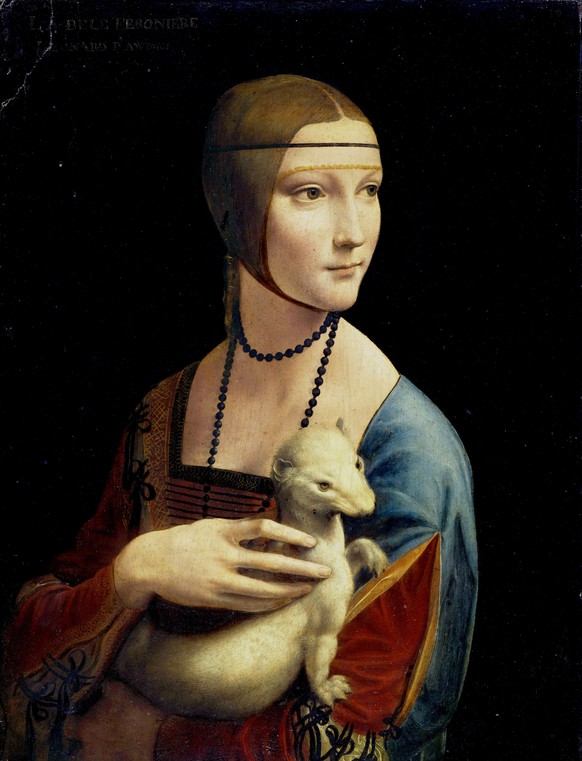 «Dame mit dem Hermelin», Leonardo da Vinci, 1490. Das Frauenporträt des italienischen Renaissance-Malers hängt im Czartoryski-Museum in Krakau.