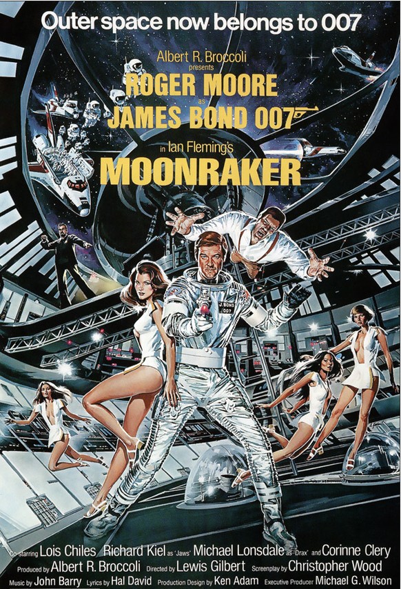 james bond 007 roger moore moonraker http://www.the007dossier.com/007dossier/james-bond-007-movie-posters/moonraker/Moonraker-1979.jpg