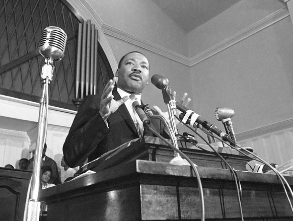 FILE - In this 1960, file photo, Martin Luther King Jr. speaks in Atlanta. President Donald Trump has visions of establishing by the final months of his second term���should he win one���a ��National  ...