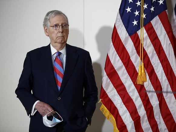 ARCHIV - Mitch McConnell, Mehrheitsf�hrer der Republikaner im US-Senat nimmt an einer Pressekonferenz auf dem Capitol Hill teil. Foto: Patrick Semansky/AP/dpa