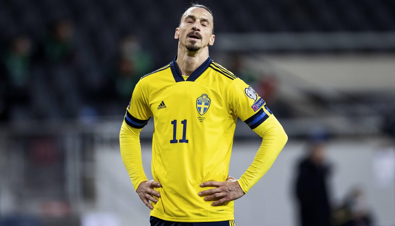 Zlatan Ibrahimovic during the World Cup qualifier group A football match between Sweden and Georgia at Friends Arena Thursday March 25, 2021. 2021-03-25 c NILSSON NILS PETTER / Aftonbladet / TT * * *  ...
