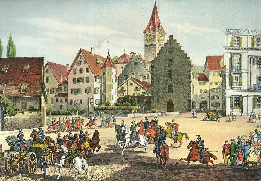 Zürich, Paradeplatz um 1840.