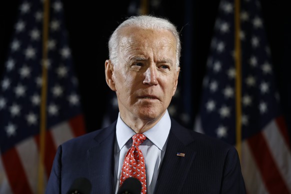 FILE - In this March 12, 2020 file photo, Democratic presidential candidate former Vice President Joe Biden speaks about the coronavirus in Wilmington, Del. Biden overwhelmingly won a Democratic presi ...