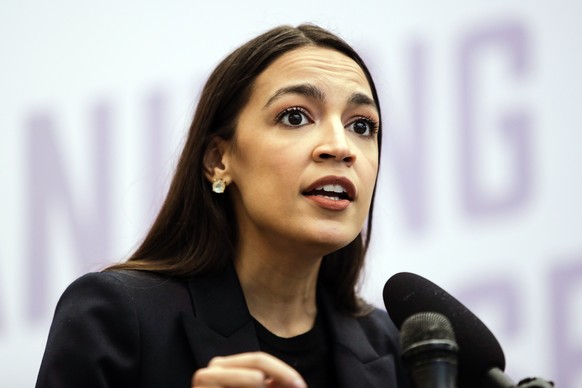 FILE - U.S. Rep. Alexandria Ocasio-Cortez, D-N.Y., speaks during a news conference, Friday, May 1, 2020, in the Bronx borough of New York. Ocasio-Cortez is running for reelection in New York&#039;s 14 ...