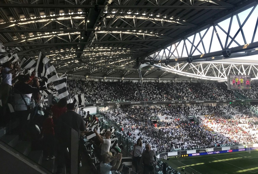 Soccer fans fill the Allianz Stadium, in Turin, Italy, to set a new record attendance for a women&#039;s League match, ahead of the match between Juventus and Fiorentina women&#039;s teams, Sunday Mar ...