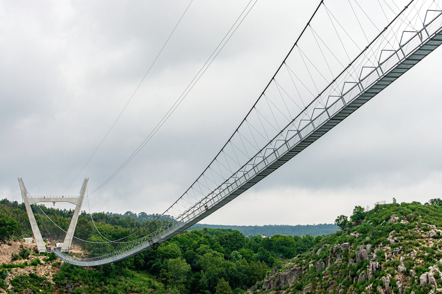 epa08464247 View of the &#039;516 Arouca&#039; considered the largest suspension pedestrian bridge in the world with 516 meters long and 175 meters high in Arouca, Portugal, 03 June 2020 (issued on 04 ...