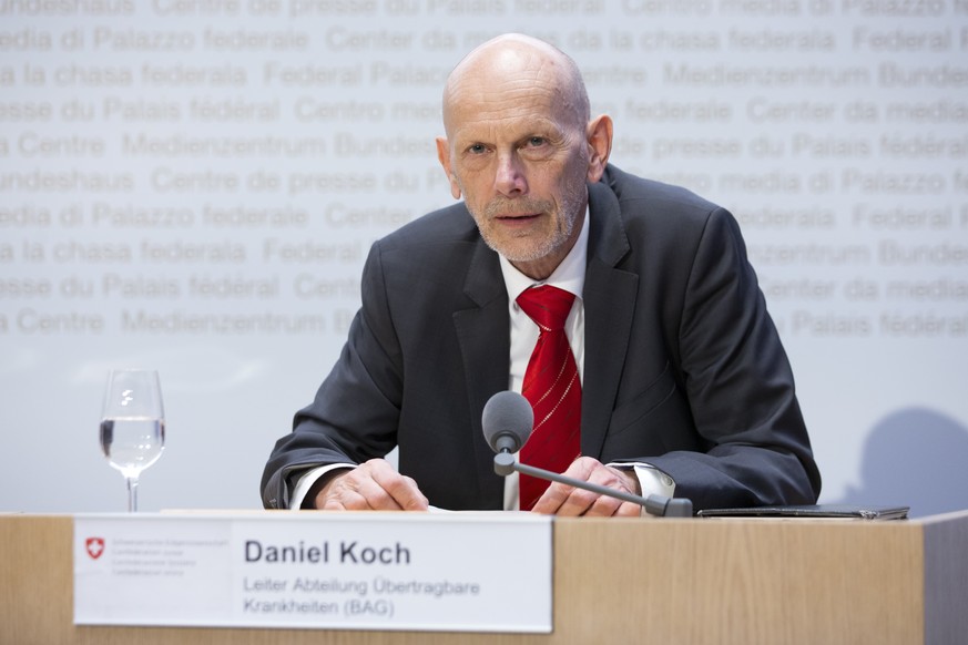 Daniel Koch, Leiter Abteilung uebertragbare Krankheiten BAG, spricht waehrend einer Medienkonferenz zur Situation des Coronavirus, am Samstag, 21. Maerz 2020 in Bern. (KEYSTONE/Peter Klaunzer)