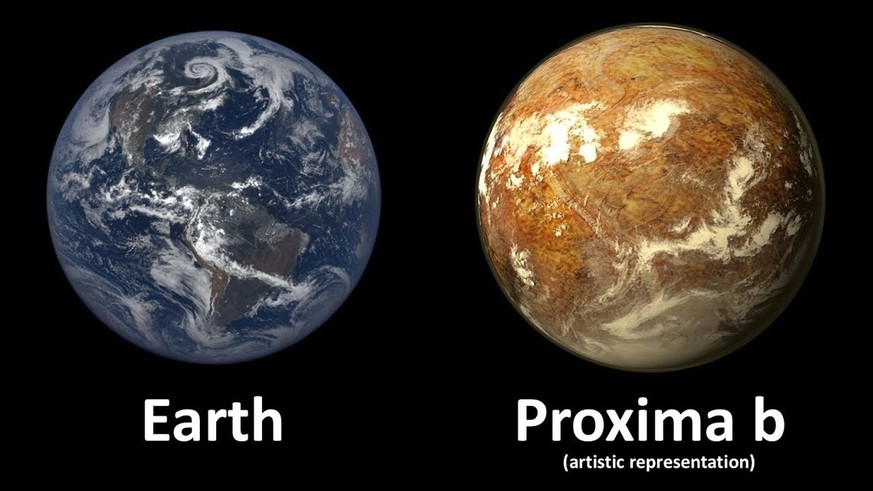 Erde und Proxima Centauri b im Grössenvergleich
