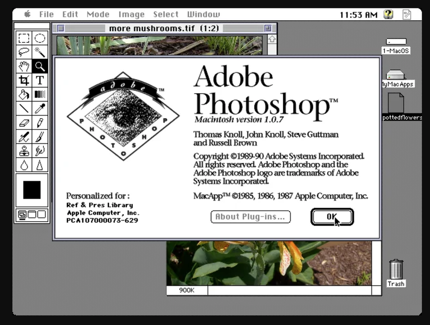 Am 19. Februar 1990 wurde Photoshop 1.0 exklusiv für den Apple Macintosh veröffentlicht.