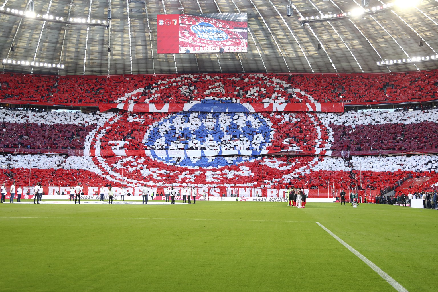 Fans fill the stands before the German Bundesliga soccer match between FC Bayern Munich and FC Augsburg in Munich, Germany, Sunday, March 8, 2020. (AP Photo/Matthias Schrader)
