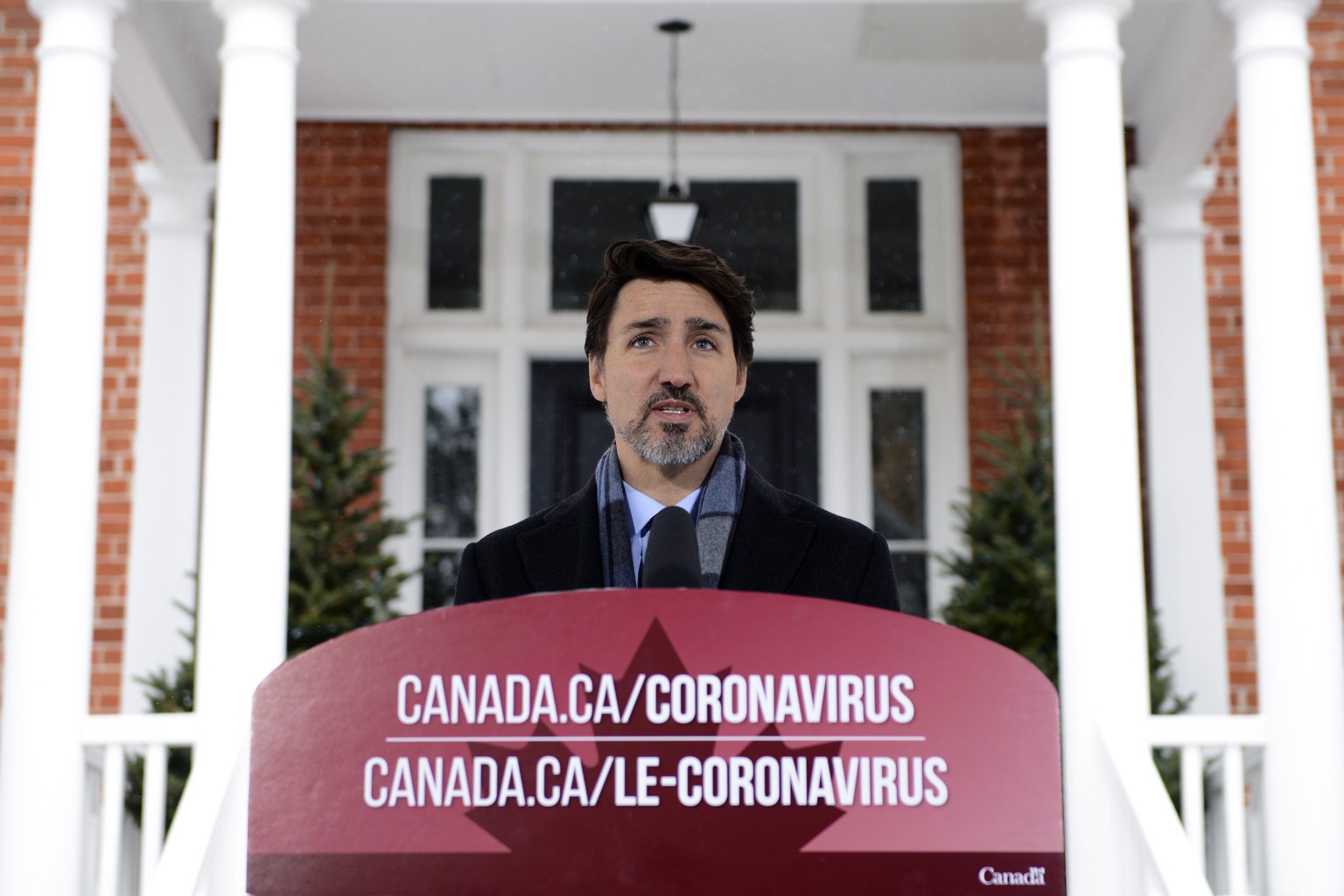 Prime Minister Justin Trudeau addresses Canadians on the COVID-19 situation from Rideau Cottage in Ottawa on Monday, March 23, 2020. Trudeau says &quot;enough is enough. Go home and stay home.&quot; T ...