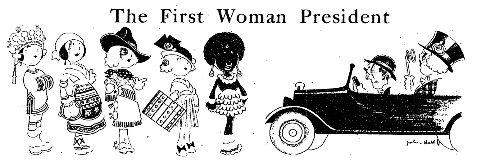 Die Präsidentin fährt vor: Karikatur von 1920.