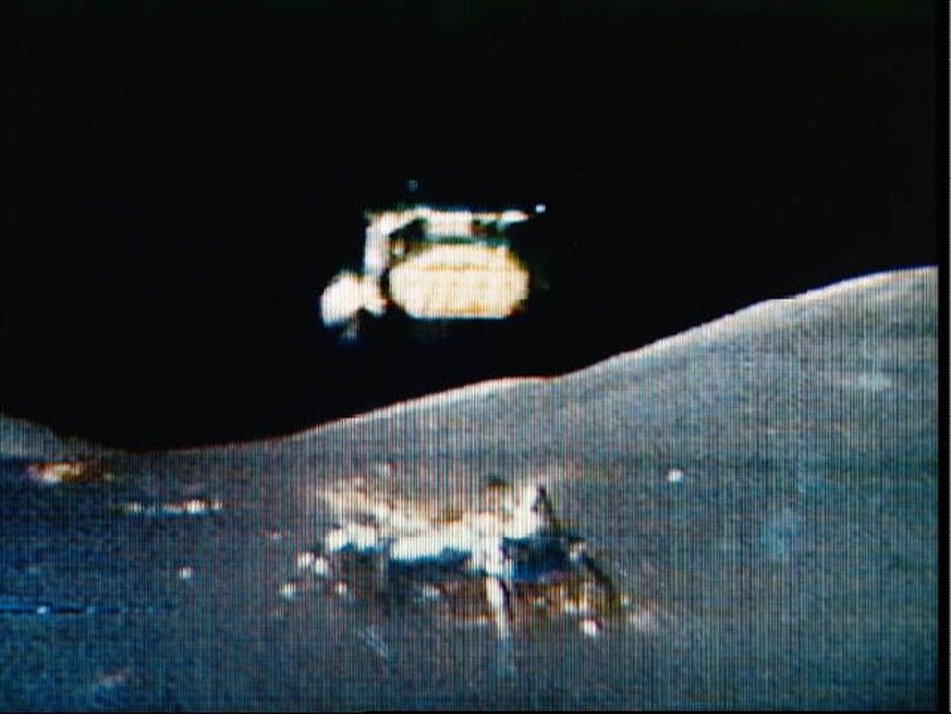 Start der Mondlandefähre von Apollo-17 ohne sichtbare Triebwerksflamme