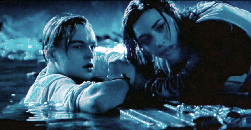LOS ANGELES - DECEMBER 19: The movie &quot;Titanic&quot;, written and directed by James Cameron. Seen here from left, Leonardo DiCaprio as Jack and Kate Winslet as Rose after the Titanic has sunk. Ini ...