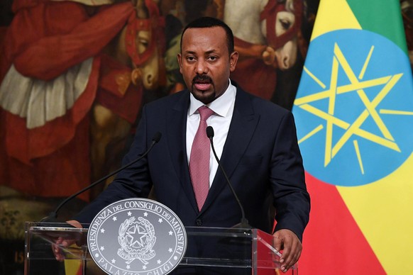 epa07912472 (FILE) - Ethiopian Prime Minister Abiy Ahmed Ali during a press conference at Chigi Palace in Rome, Italy, 21 January 2019 (reissued 11 October 2019). Abiy Ahmed was awarded with the 2019  ...