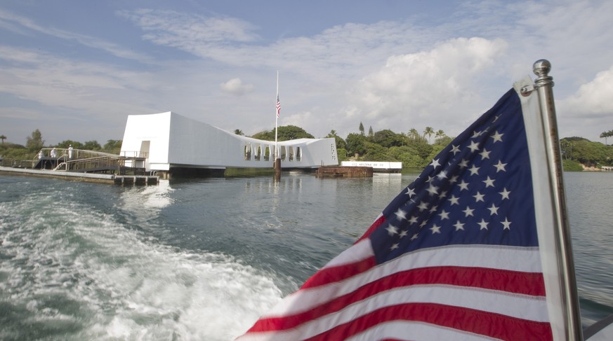 FILE - This Dec. 7, 2012 file photo shows The USS Arizona Memorial at Pearl Harbor, Hawaii. The Navy has investigated the case of a sailor who didn&#039;t salute as the national anthem played during a ...