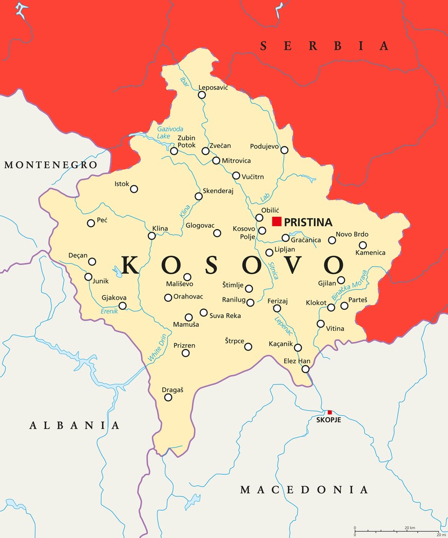 Karte: Kosovo, Serbien