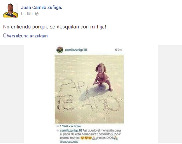 Juan Zuñiga&nbsp;beklagt sich darüber, dass seine kleine Tochter Opfer von sexuellen Anspielungen wird.&nbsp;