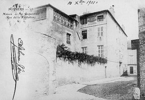Das Haus der Witwe Monnier, rue de la Visitation (heute rue Arthur-Ranc) in Poitiers, auf einer Postkarte aus der Sammlung Cheneseau.