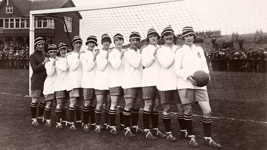 A team photograph of Dick, Kerr Ladies football team, founded in Preston, Lancashire, during World War One, who were undefeated British champions during the 1920-1921 season. The team remained in exis ...