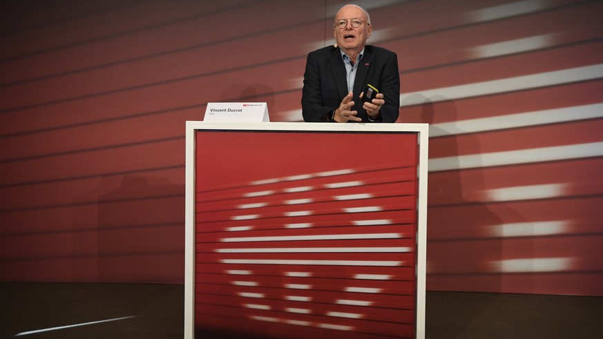Vincent Ducrot, CEO SBB, spricht waehrend der Medienkonferenz zum Halbjahresergebnis 2020 der SBB, am Donnerstag, 10. September 2020 in Bern. (KEYSTONE/Anthony Anex)
