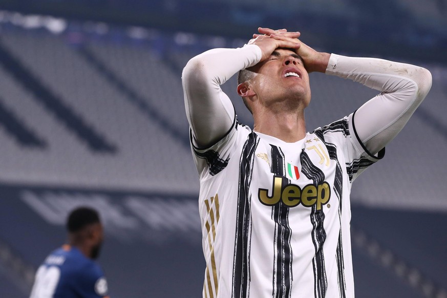 Cristiano Ronaldo of Juventus reacts during the UEFA Champions League match at Allianz Stadium, Turin. Picture date: 9th March 2021. Picture credit should read: Jonathan Moscrop/Sportimage PUBLICATION ...