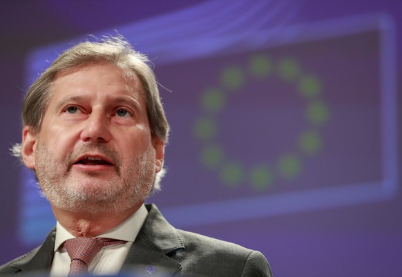 epa07236914 Johannes Hahn, EU commissioner for European Neighbourhood Policy and Enlargement Negotiations, gives a press conference on EU-Switzerland relations at the EU Commission in Brussels, Belgiu ...