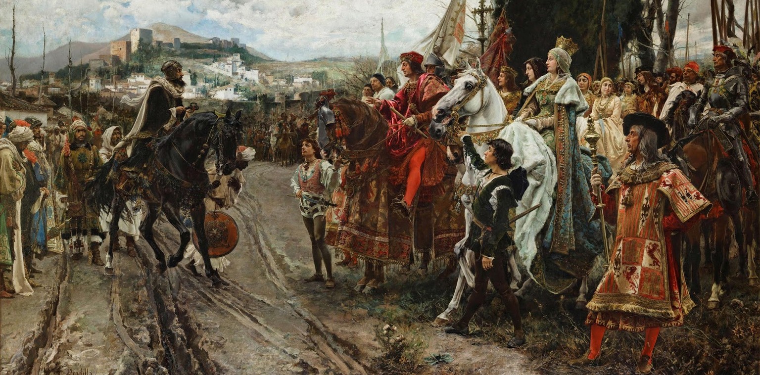 Die Kapitulation von Granada, historisierendes Gemälde von 1882.&nbsp;