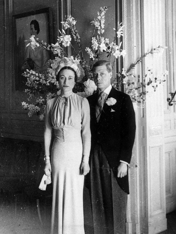 FILE - This June 3, 1937 photo shows Wallis Simpson and Britain&#039;s Edward VIII, the Duke and Duchess of Windsor, after their wedding at the Chateau de Cande near Tours, France. Simpson, the twice- ...