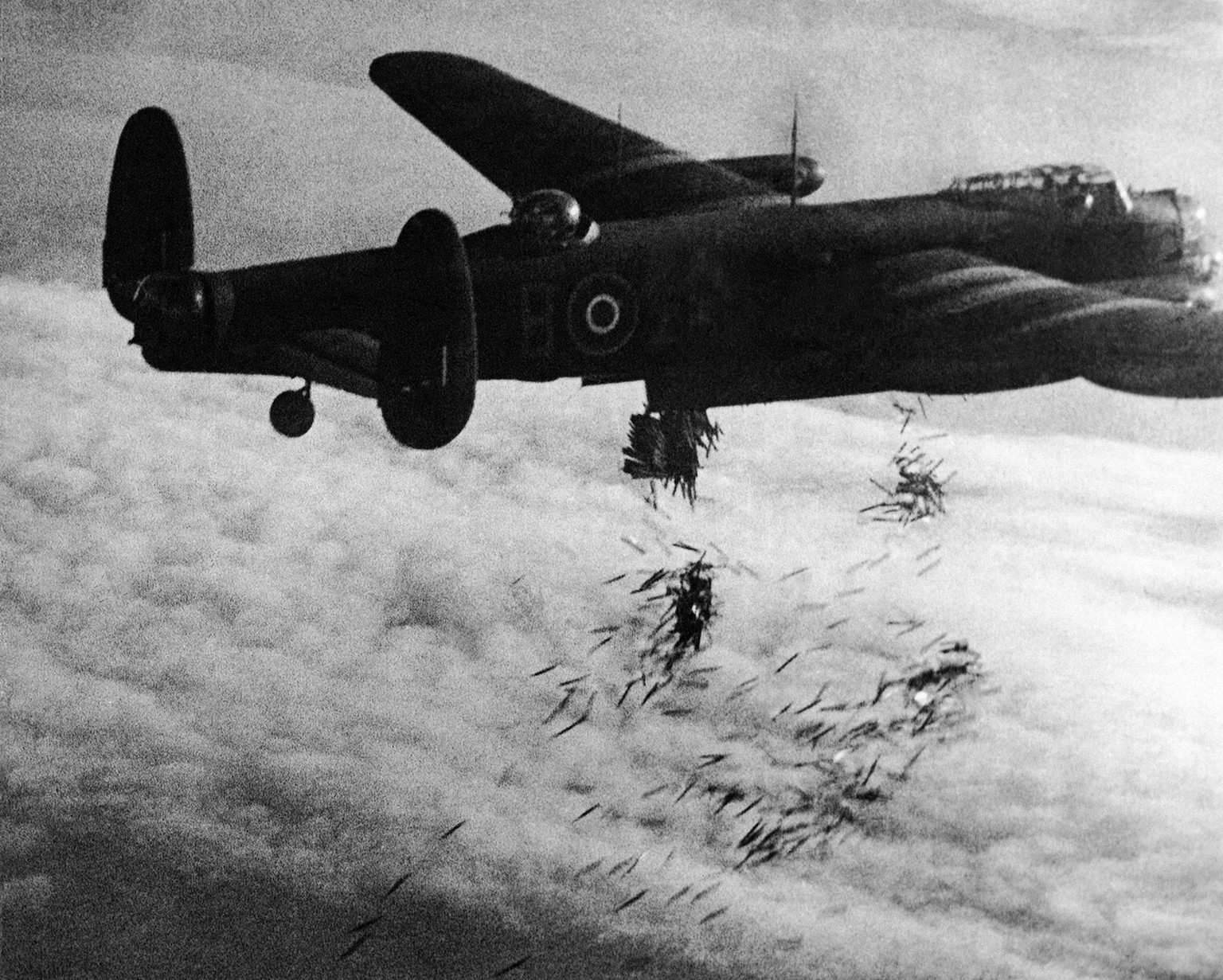 The great daylight attack on Duisburg by more than 1,000 Royal Air Force heavy bombers on Oct. 14, 1944. When over 4,500 tons of high explosive and incendiaries were dropped on the important Rhur comm ...