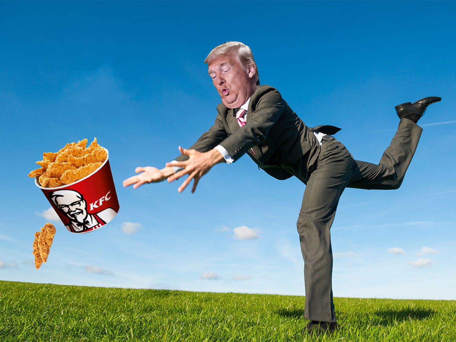 Trump stolpert mit KFC Kübel