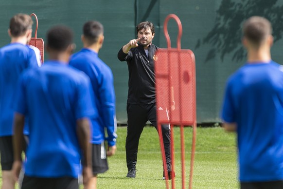 epa08639674 FC Basel���s new head coach Ciriaco Sforza during his first training session in the St. Jakob-Park training area in Basel, Switzerland, on 01 September 2020. EPA/GEORGIOS KEFALAS