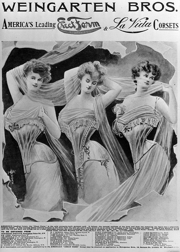 June 1902: America&#039;s leading corset the Erect Form follows the natural outlines of the form and does not compress the figure into a graceless illogical shape. Original Publication: From &#039;The ...