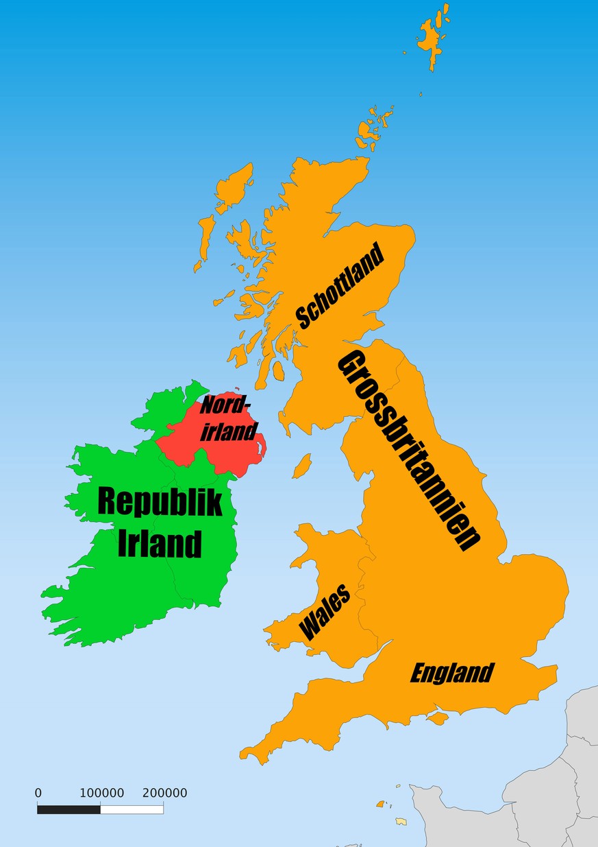 Karte: Nordirland, Irland, Grossbritannien