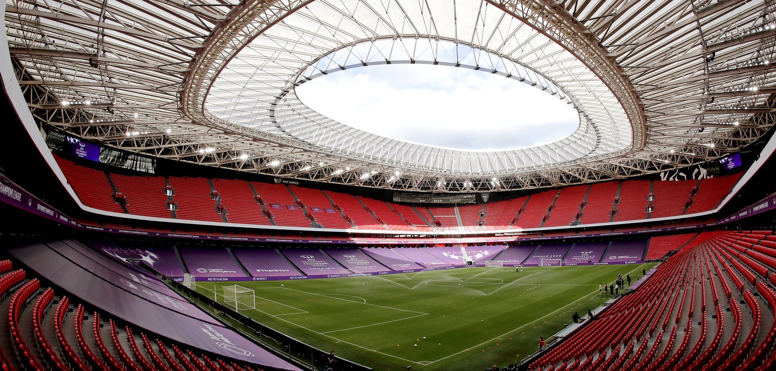 epa09152642 (FILE) - General view of the San Mames Stadium prior to the UEFA Women Champions League semi final match between Paris Saint-Germain and Olympique Lyon in Bilbao, Spain, 26 August 2020 (re ...