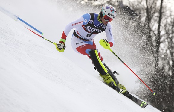 Switzerland&#039;s Daniel Yule competes during an alpine ski, men&#039;s World Cup slalom in Zagreb, Croatia, Sunday, Jan. 6, 2019. (AP Photo/Marco Trovati)