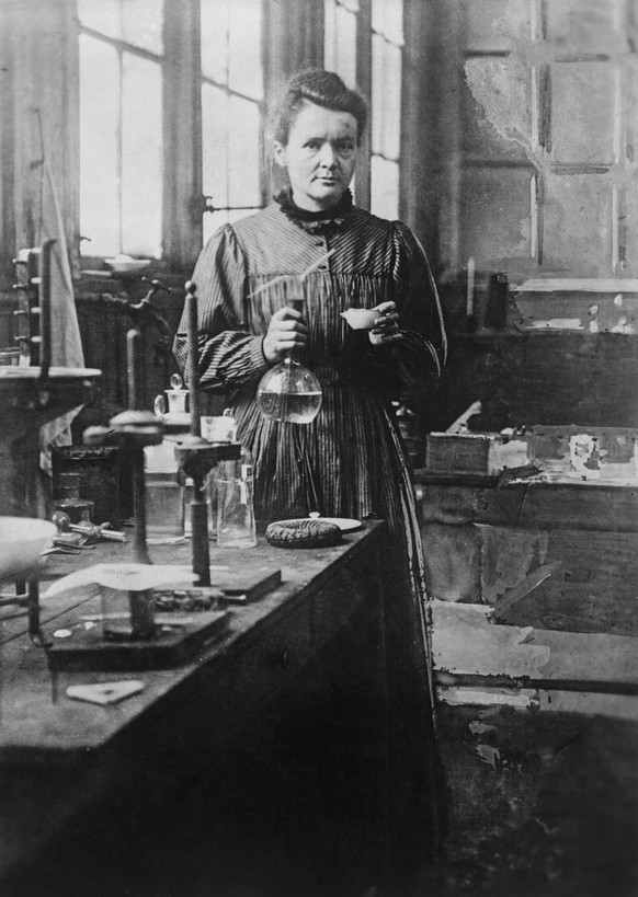 (Original Caption) Madame Curie (1867-1934), noted physical chemist, poses in her Paris laboratory. Undated photograph.