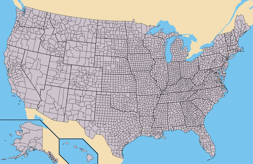 Die Staaten und Counties der USA.