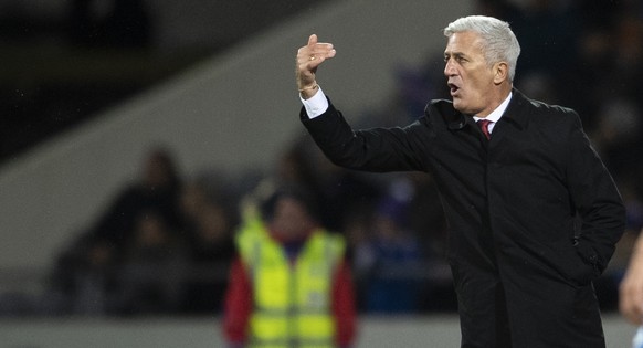 Switzerland&#039;s head coach Vladimir Petkovic reacts during the UEFA Nations League soccer match between Iceland and Switzerland at the Laugardalsvoellur stadium in Reykjavik, Iceland, on Monday, Oc ...