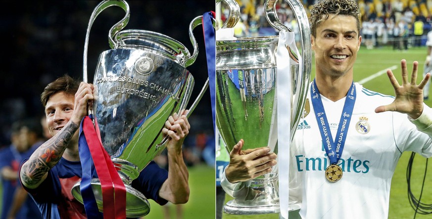 Messi und Ronaldo mit der wichtigsten Trophäe des Klubfussballs.