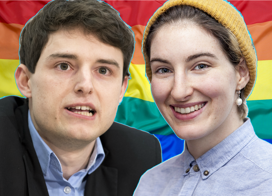 Benjamin Fischer von der SVP und Anna Rosenwasser von der Lesbenorganisation Schweiz.