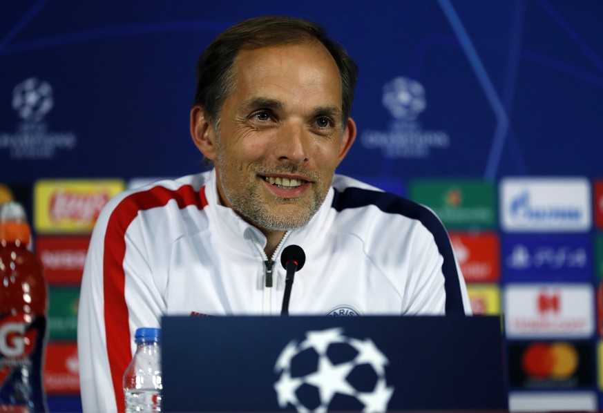 PSG&#039;s head coach Thomas Tuchel attends a press conference ahead of Tuesday&#039;s Champions League group A soccer match against Galatasaray, in Istanbul, Monday, Sept. 30, 2019. (AP Photo/Lefteri ...