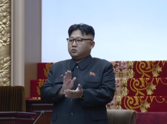 North Korea&#039;s leader Kim Jong Un reacts as the Supreme People&#039;s Assembly is convened Wednesday June 29, 2016, in Pyongyang, North Korea. that is expected to follow up on the first congress o ...