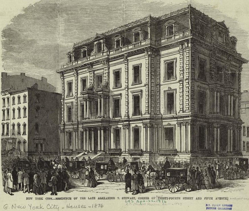 A.T. Stewart Mansion 34 St. and Fifth Ave New York home of the Manhattan Social Club https://en.wikipedia.org/wiki/Alexander_Turney_Stewart#Fifth_Avenue_mansion